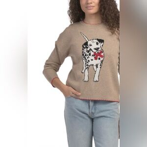 NWT KAILY K Dalmatian V-day Pull Over Sweater in heather oatmeal - M